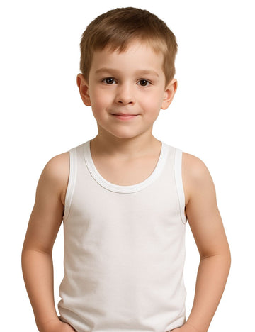 Delizo kid's premium white vest sleeveless (Pack of 5)