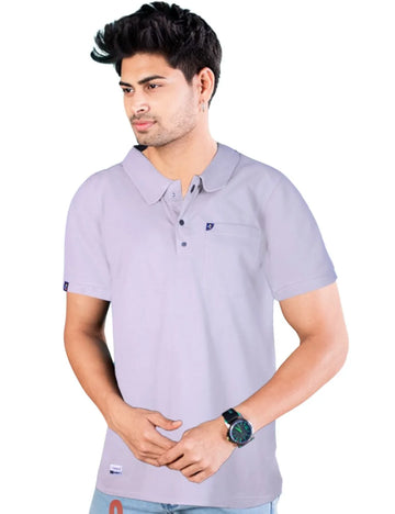 Delizo premium plain polo with pocket light violet colour