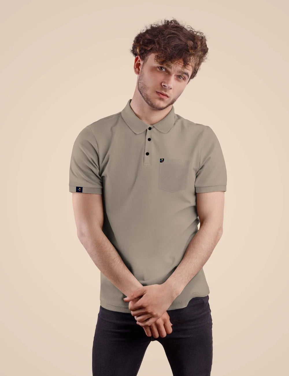 Delizo premium plain polo with pocket Tan colour
