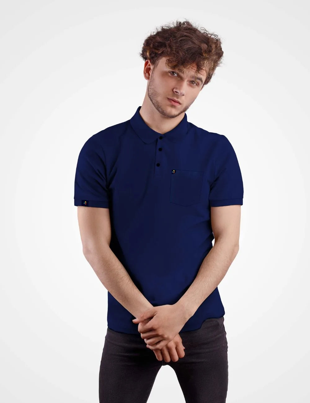 Delizo premium plain polo with pocket Navy colour