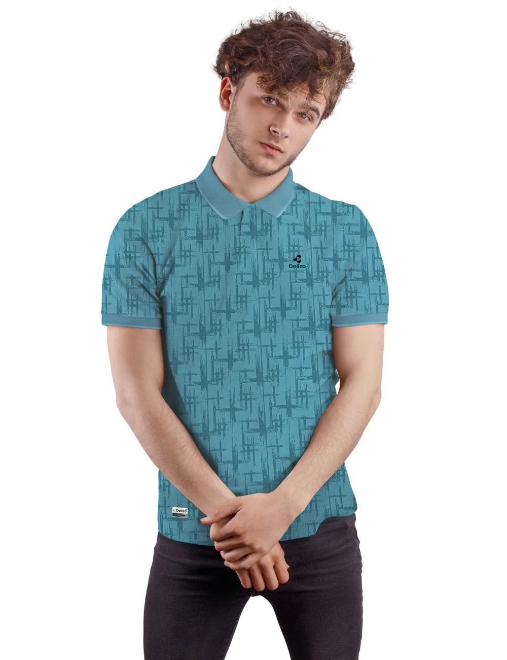 Delizo premium T shirt AOP turquoise blue colour