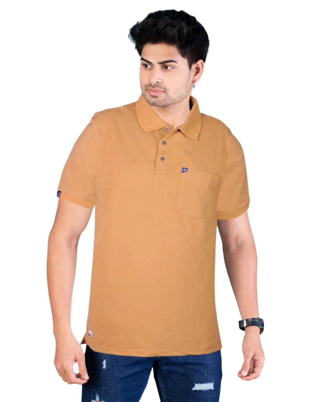 Delizo premium plain polo with pocket mustard colour