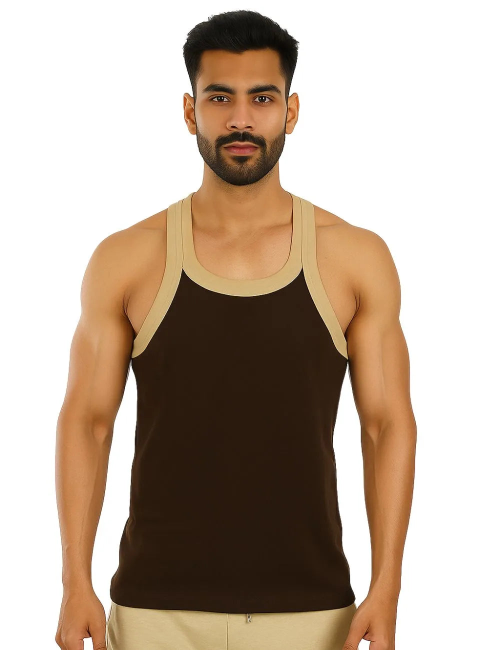 Delizo premium gym vest dark brown colour