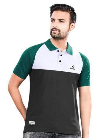 Delizo premium T shirt cut & sew green white black colour