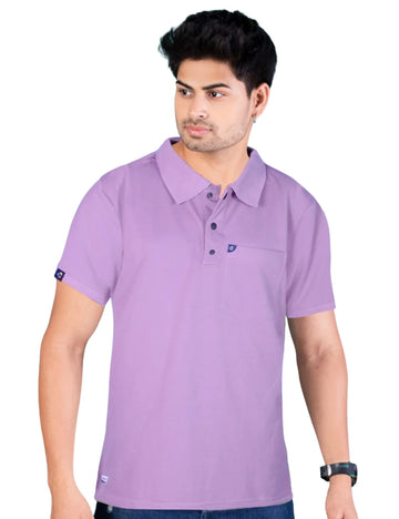 Delizo premium plain polo with pocket violet colour