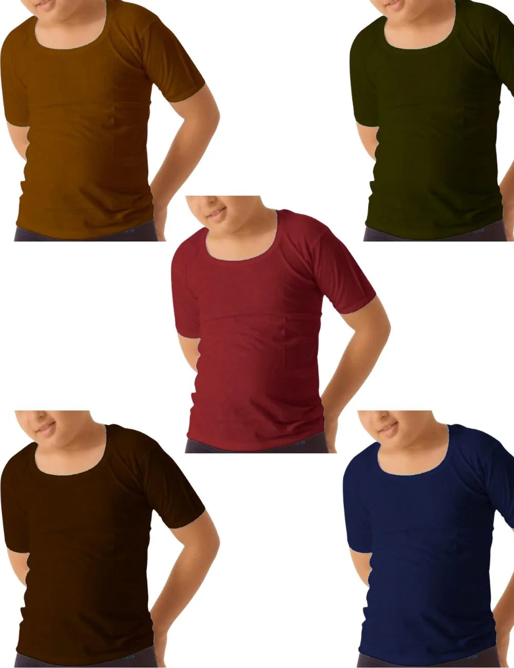 Delizo kid's premium colour vest sleeved (Pack of 5)