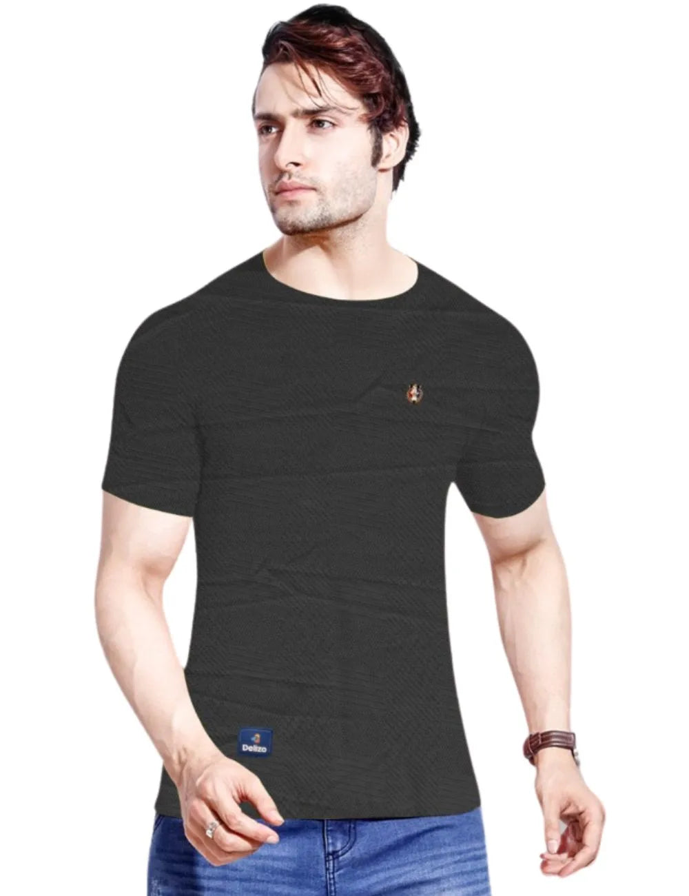Delizo premium T shirt round neck black colour