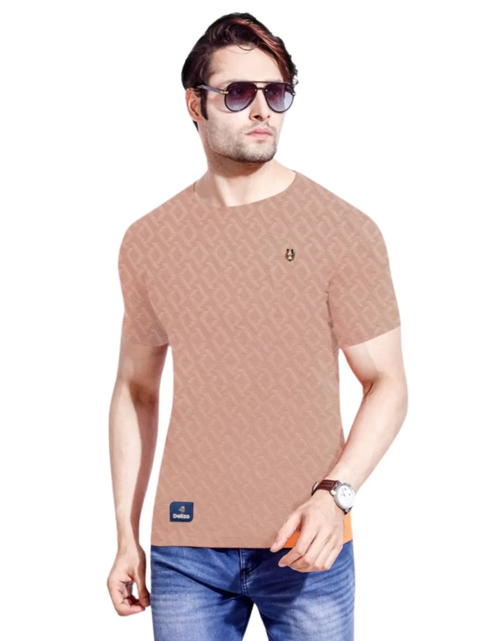 Delizo premium T shirt round neck beige colour