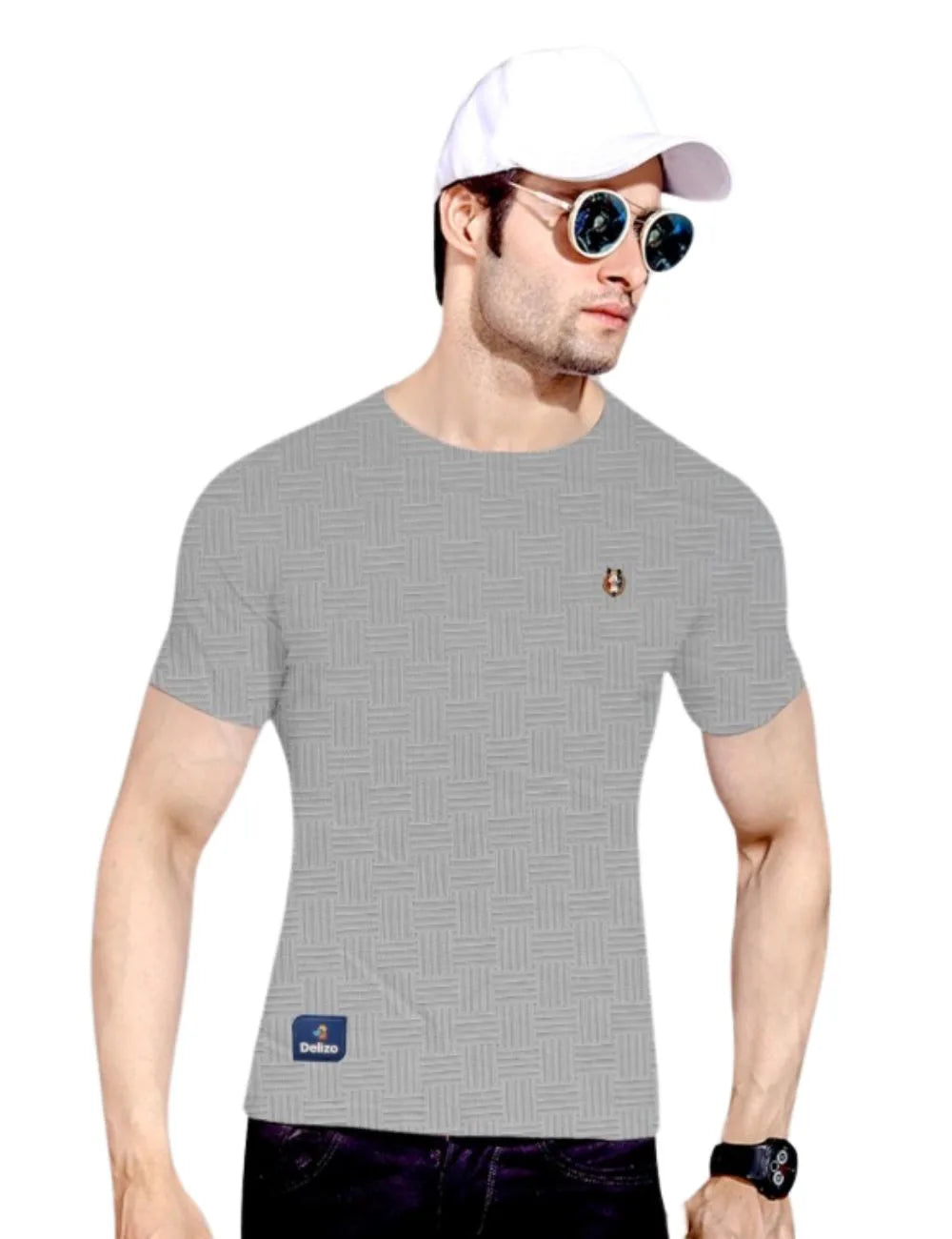 Delizo premium T shirt round neck grey colour